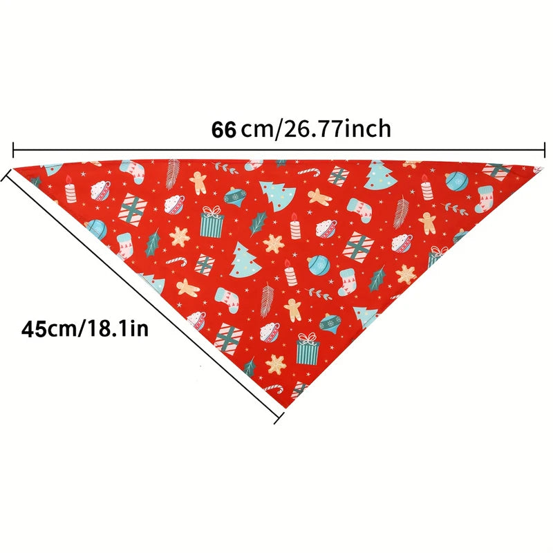 2-pack Christmas dog scarf, Christmas printed snowman pattern dog comfortable triangular bib scarf, washable pet collar Qme