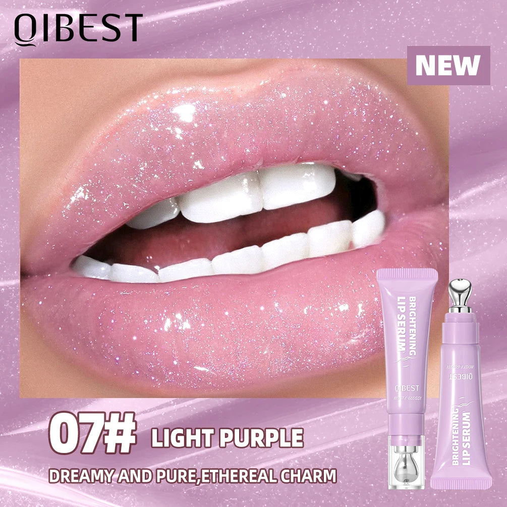QIBEST Mirror Pearl Watery Crystal Jelly Lipgloss Lasting Moisturizing Lipstick Shine Glitter Lip Glaze Non Stick Cup Lip Makeup Qme 07