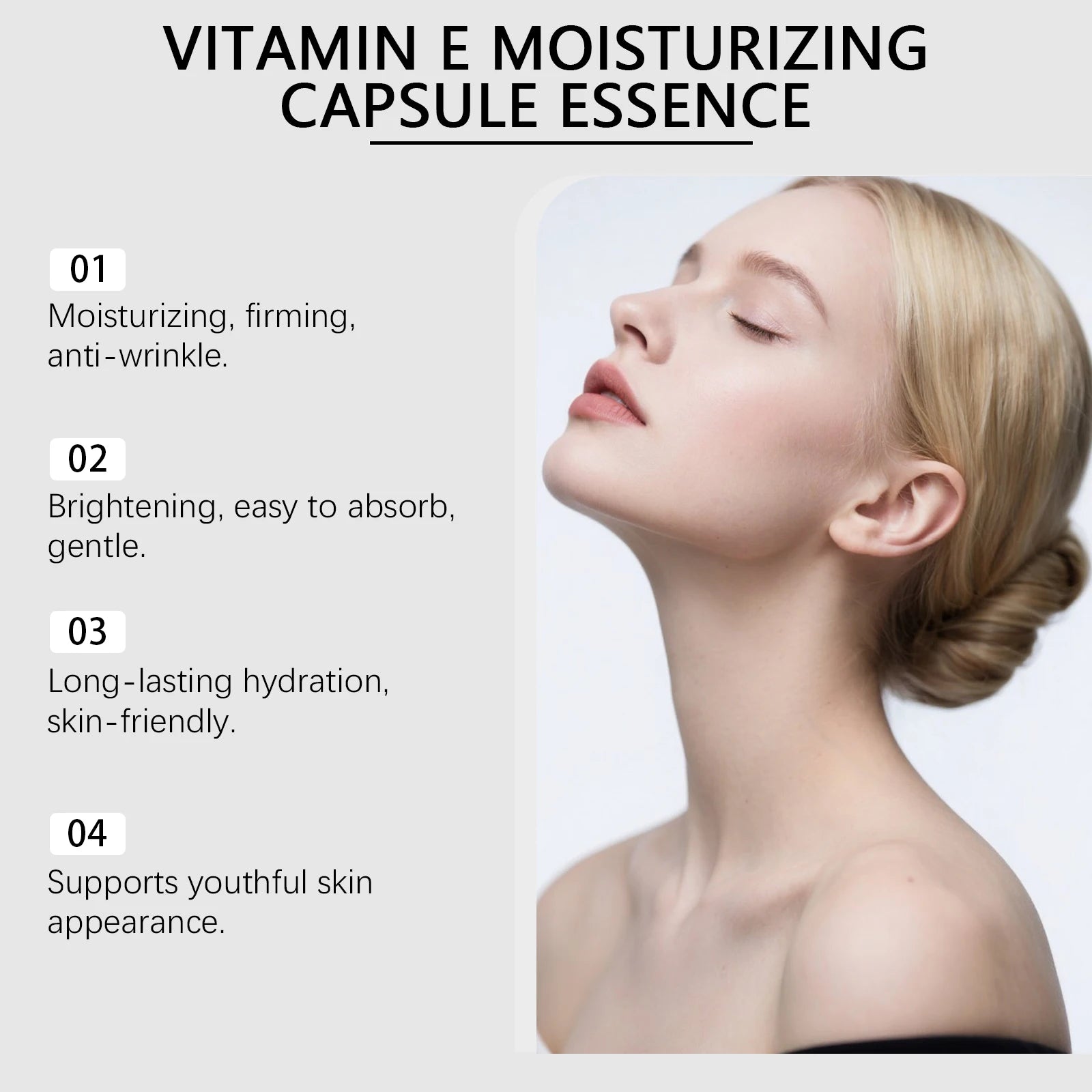 Vitamin E Facial Hydrating Essence Oil Antioxidant Lighten Dark Yellow Tone Reduce Fine Lines Firming Skin Moisturizing Capsules Qme