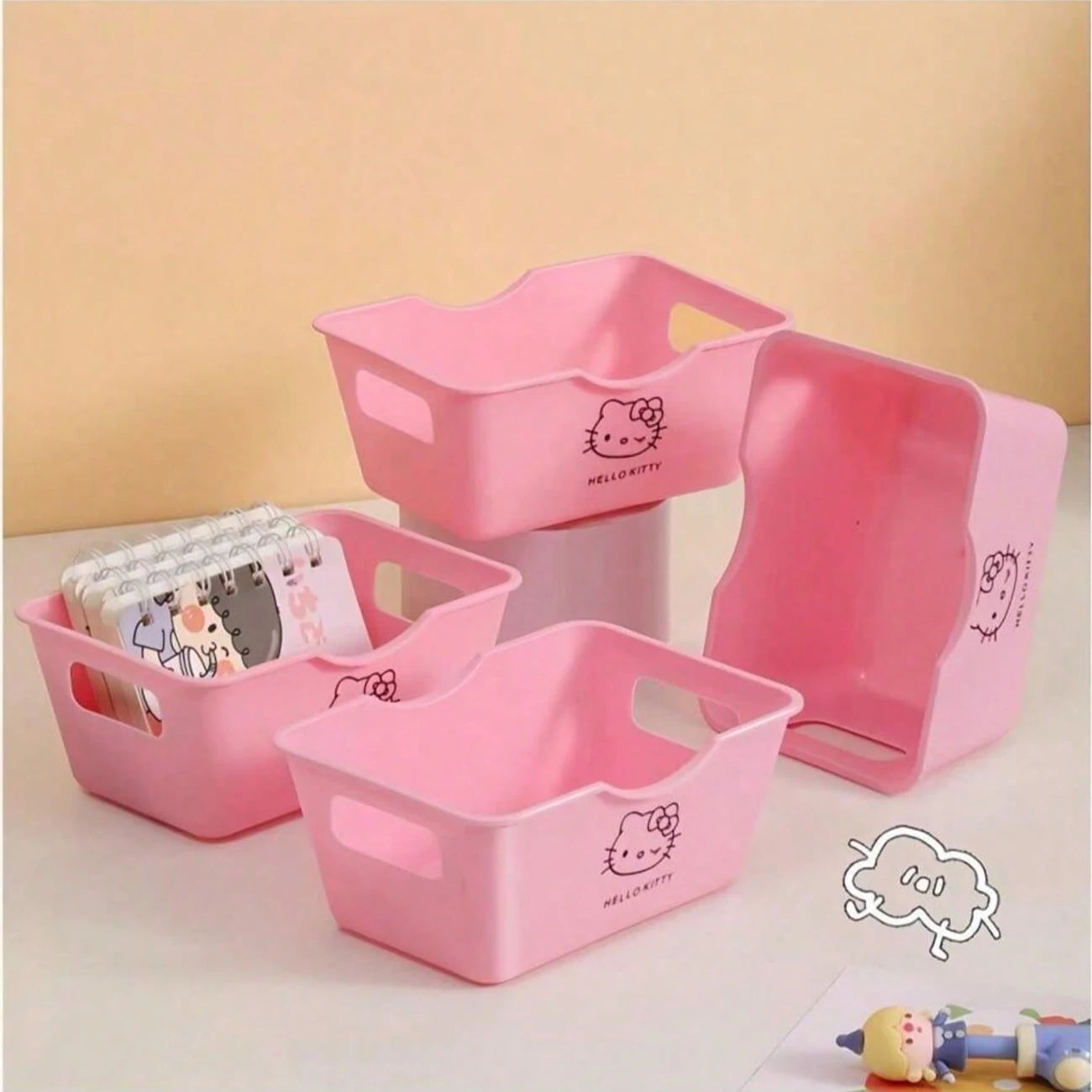 Sanrio Cute Hello Kitty Desktop Decoration Storage Basket Qme