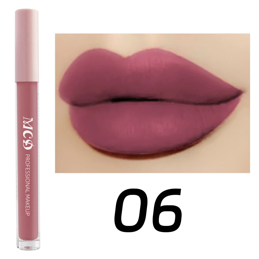 Dark Brown Matte Velvet Lip Gloss Waterproof Liquid Lipstick Nude Qme 06