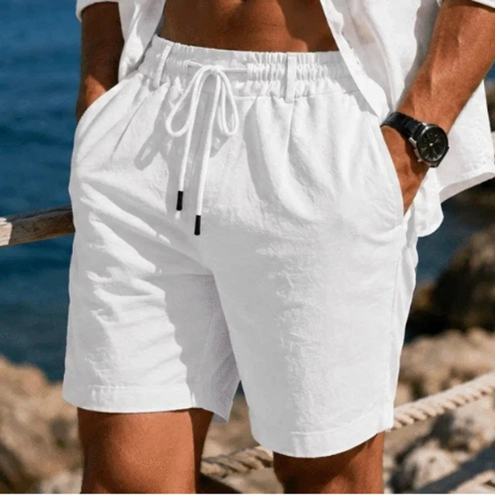 Smooth Flexible Elastic Waist Men's Shorts Drawstring Lightweight Five Quarter Pants Loose Fit Quick Dry Sweatpants Streetwear Qme