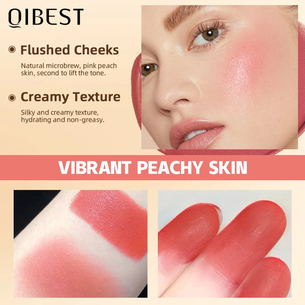 QIBEST Multifunctional Makeup Stick 3 IN 1 Lipstick Blush For Face Lightweight Lip Tint Natural Blush Cream Lasting Cosmetics Qme