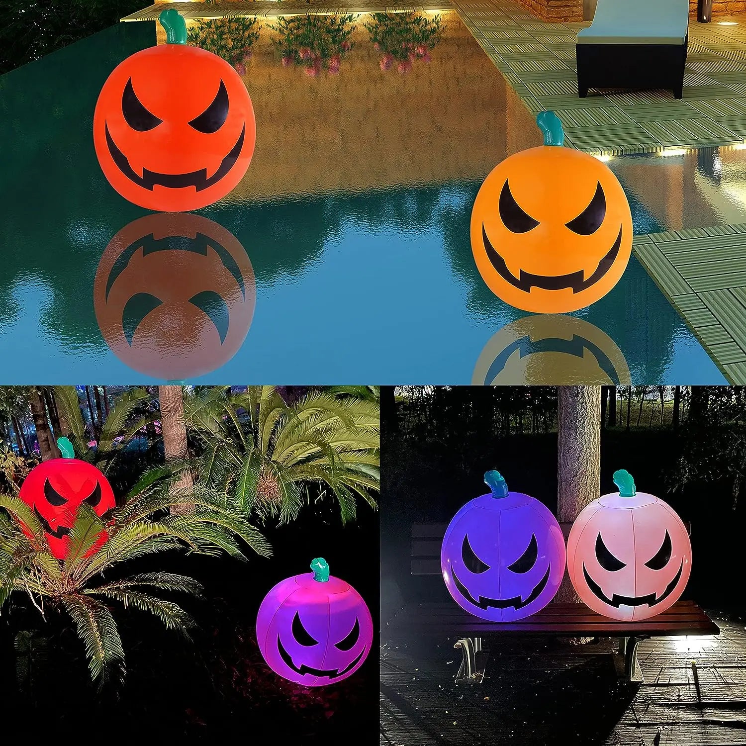 16-24 inch LED remote-controlled light-up inflatable pumpkin balls for Halloween outdoor courtyard party decoration props Qme