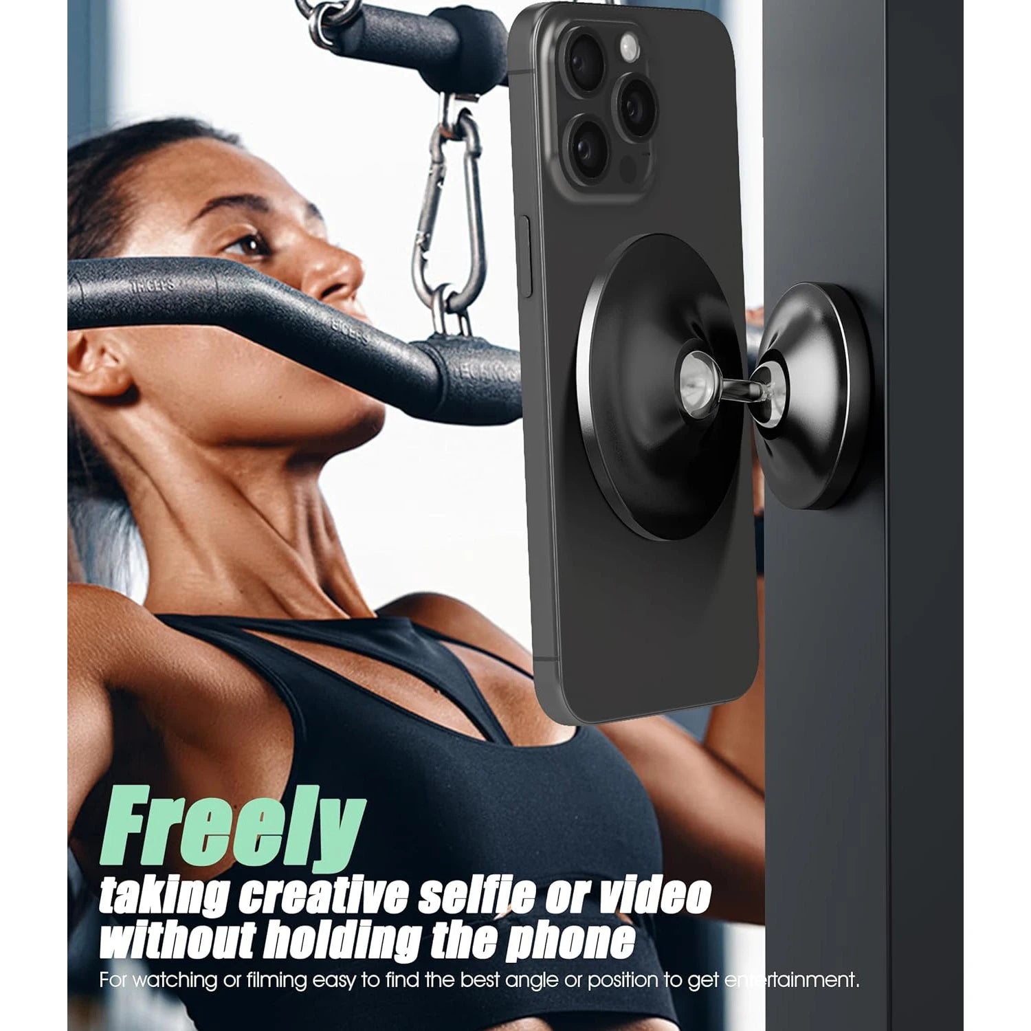 Upgraded Gym Double-Ball 360° Rotations, Car Magnetic Phone Mount Holder Compatible for MagSafe for Videos and Selfies Qme