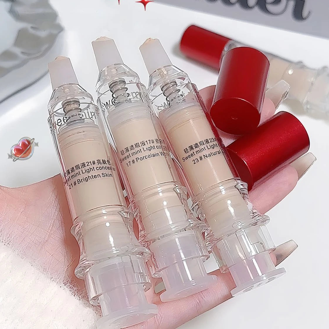 Porcelain White Light Concealer Pen Full Coverage Cover Dark Circles Acne Pores Press Concealer Matte Foundation Cream Cosmetic Qme
