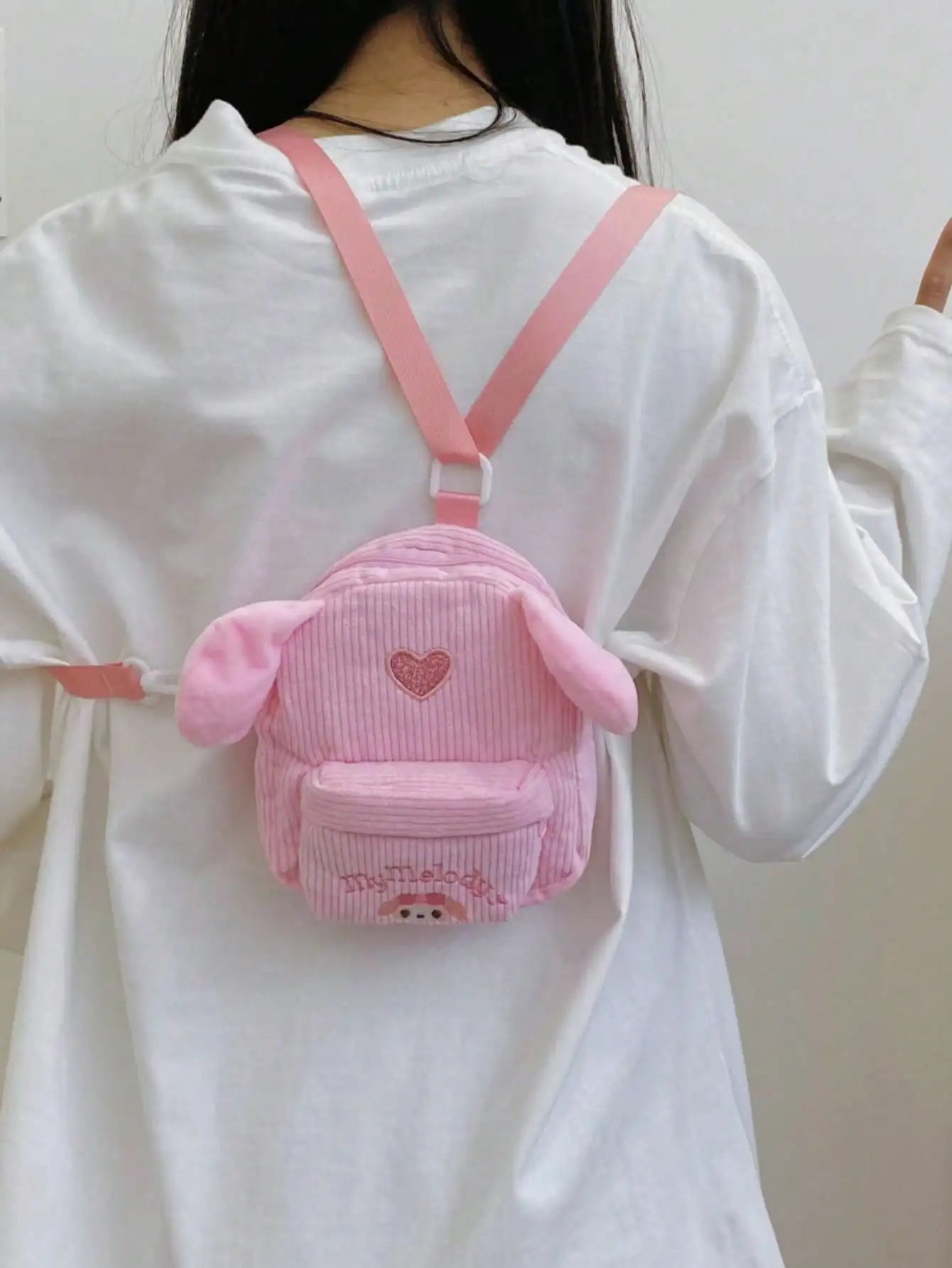 Cartoon Striped Velvet Phone Bag Girls' Diagonal Makeup Claw Doll Qme pink