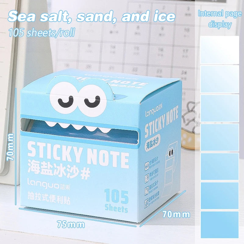 105Sheets Pull-out Sticky Notes Portable Transparent Colorful Qme A6