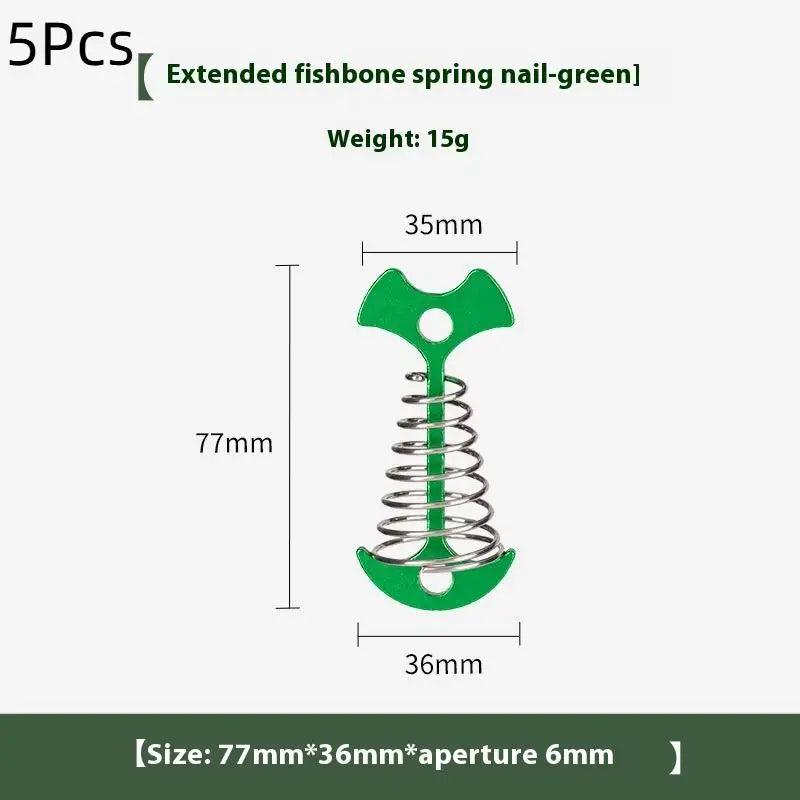 Camping Deck Nails Spring Fish Bone Wooden Board Tent Pegs Ground Qme Green