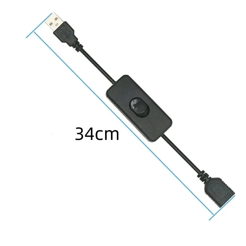 2pcs USB 2.0 Male to Female Charger Extension Cable with Switch 1/2M for Table Lamp Fan Car DVR Power Supply Qme