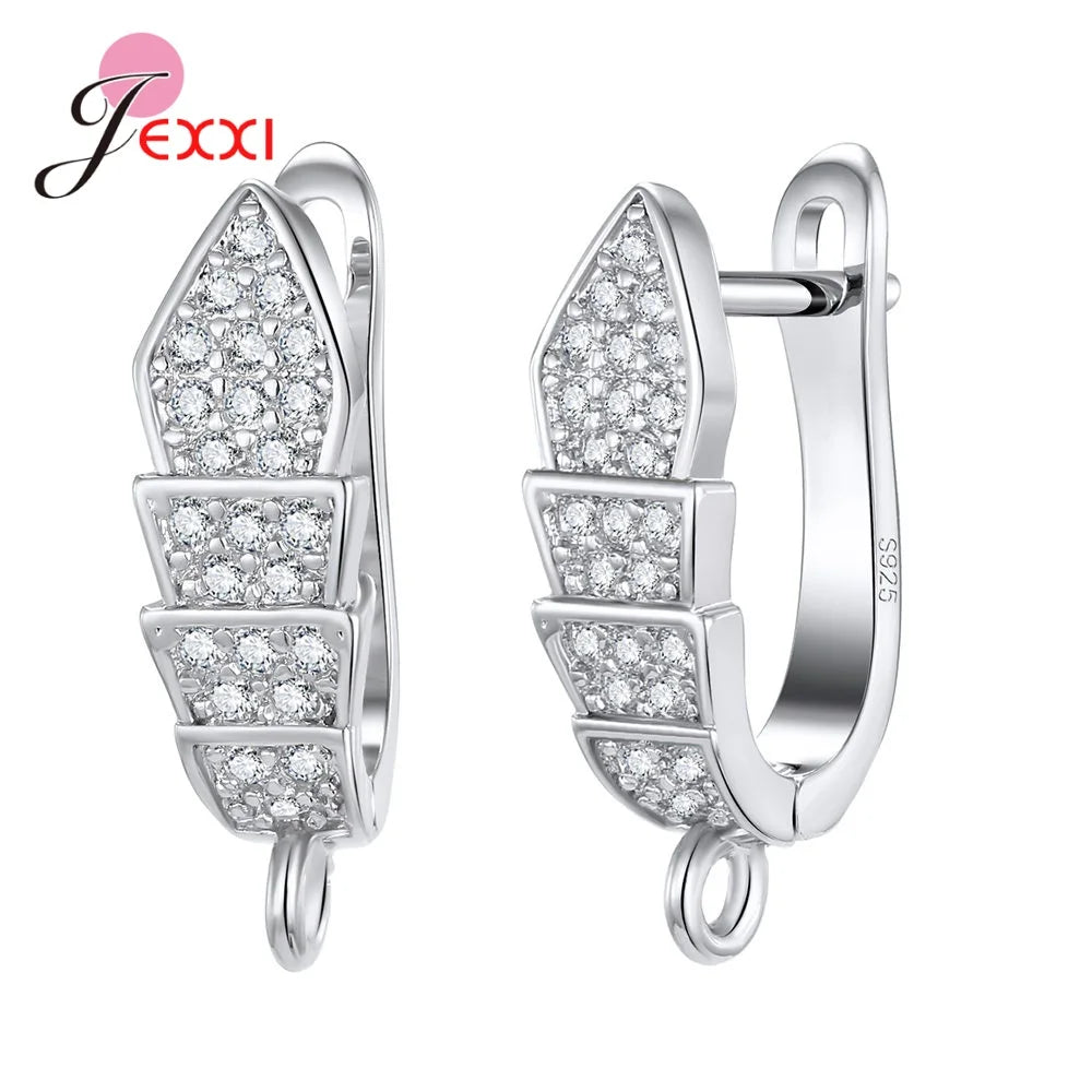 Korean Style Various Model Crystal Earring Findings Genuine 925 Sterling Silver Color Earring Findings Jewelry Accessory for DIY Qme