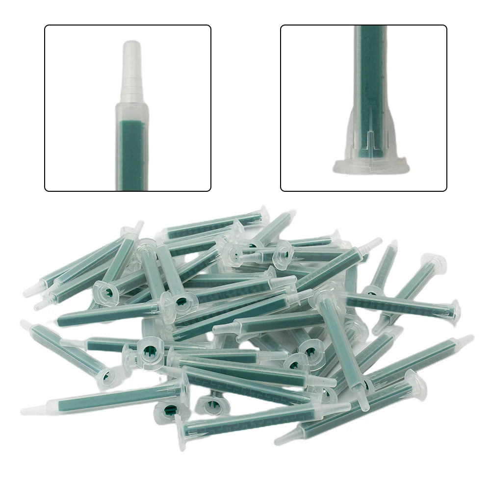 50pcs 2K Adhesive Mixing Tips Mixer Nozzles Mixer Tips 16 Knots AB Mixing Hose Static Mixer 2K Adhesive Mixing Tips Qme
