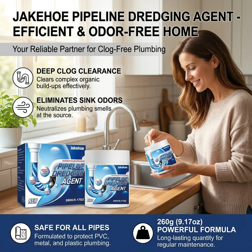 JAKEHOE Pipeline Dredging Agent Removing Grease Buildup Eliminate Pipe Odor Prevent Clogging Fast-Acting Powerful Drain Cleaner Qme