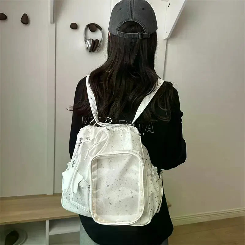 Large-capacity Student Pentagram Backpack, New Style Double-shoulder Bag, College-style Bag, Bag For Female High School Qme