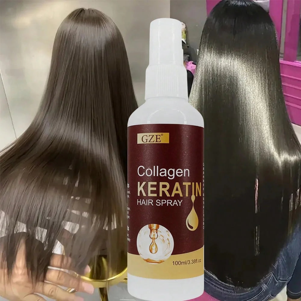 GZE Collagen Keratin Hair Spray | Heat Protectant Spray for Hair Detangler & Shine Spray | Frizz Control, Repairs Damaged Hair Qme