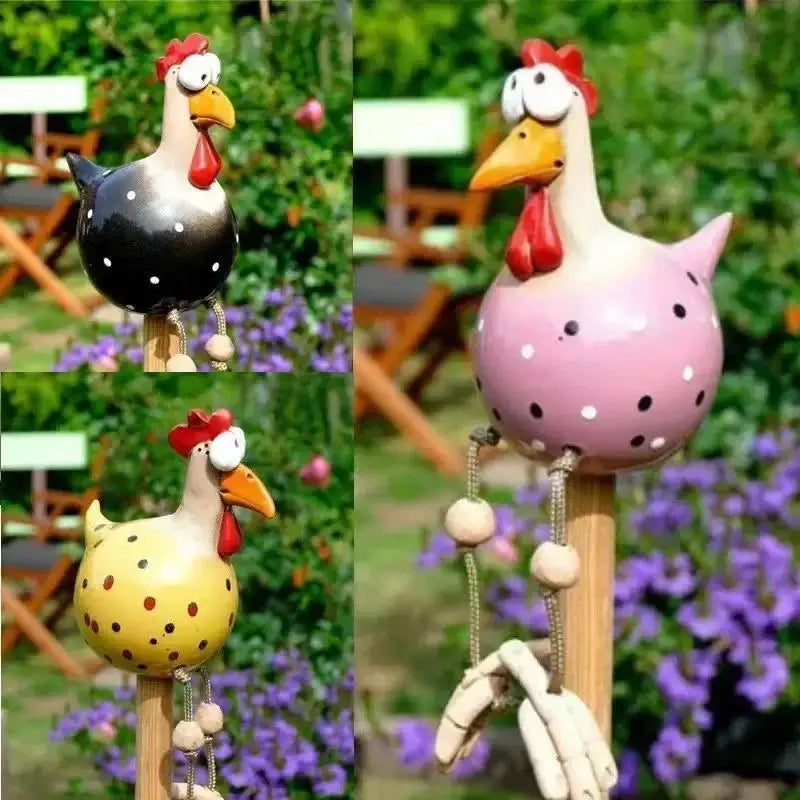 Resin Crafts Statues Funny Big Eyed Chicken Statue Long Foot Hen Qme