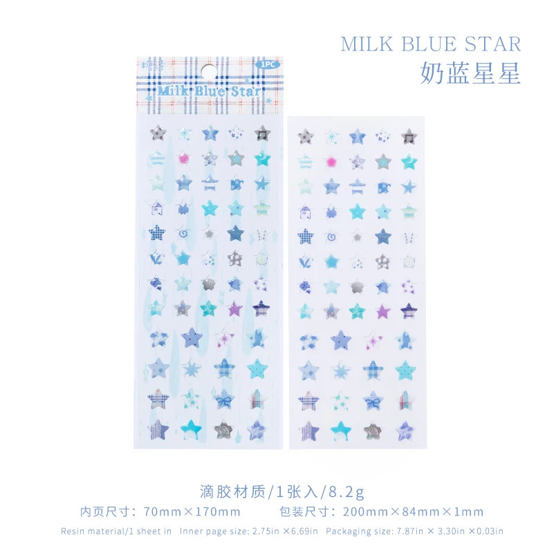 4 Designs Candy Star Series Lovely Five Point Star Theme Resin Stickers for Scrapbooking DIY Frame Collage Decoration Qme BU