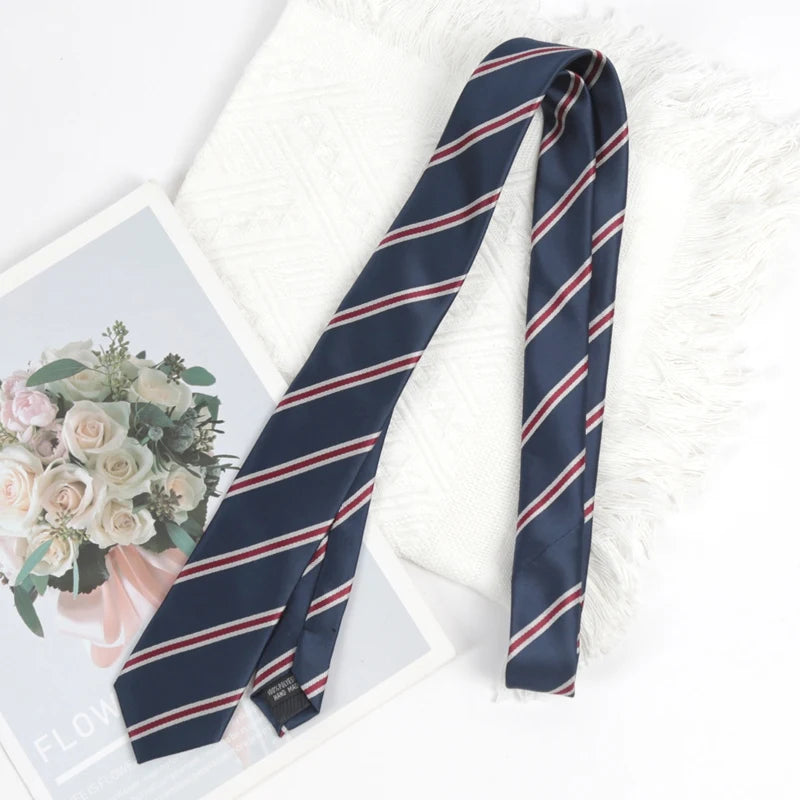 Ties Men Women JK Fashion Wholesale Navy Blue Striped Necktie Male Qme