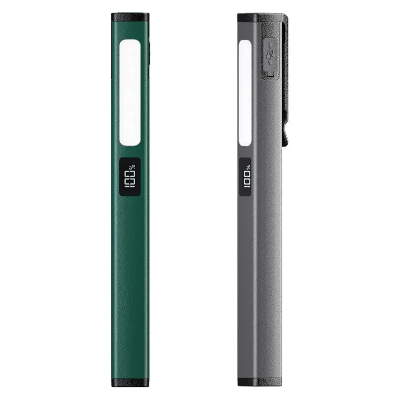 COB LED Work Light Rechargeable Pen Clip Flashlight Strong Magnetic Qme