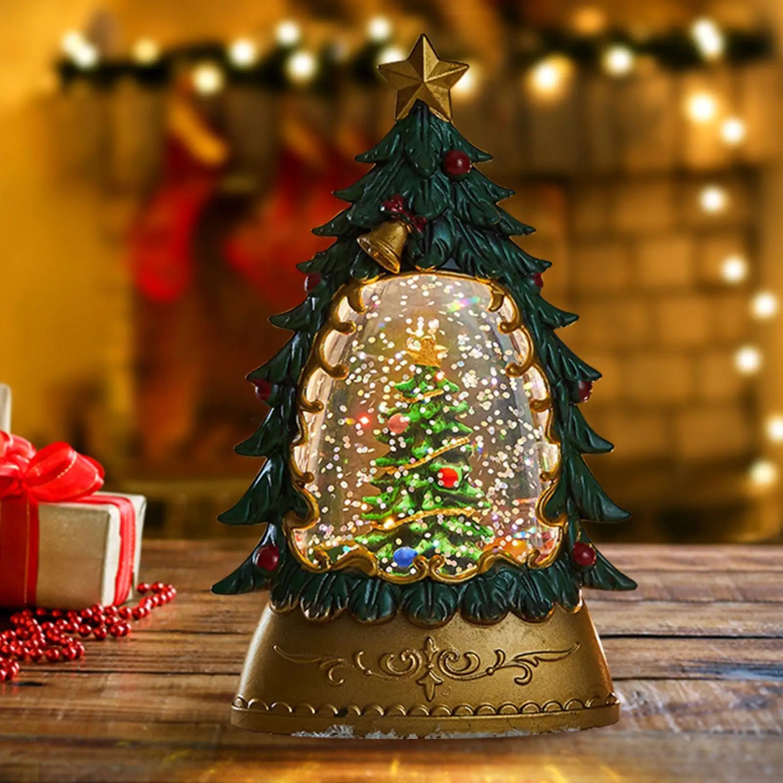 Christmas Snow Globes Glowing Globe Decoration Battery-operated Qme