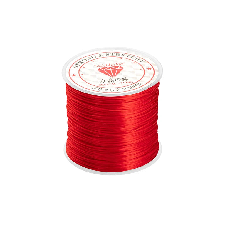 Stretchy Bracelet String 0.7mm Crystal Clear Elastic String Bead Cord for Bracelets, Necklaces, Crafts, Jewelry Making Supplies Qme Red