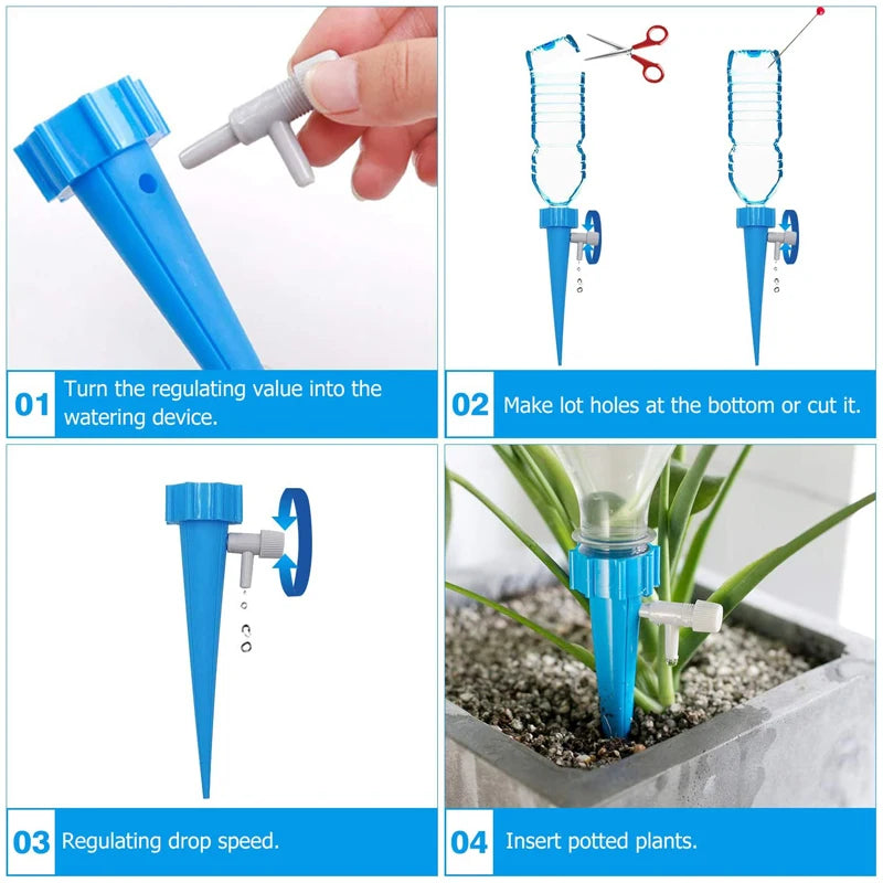 Automatic Drip Irrigation System Self Watering Spike for Flower Plants Greenhouse Garden Adjustable Auto Water Dripper Device Qme