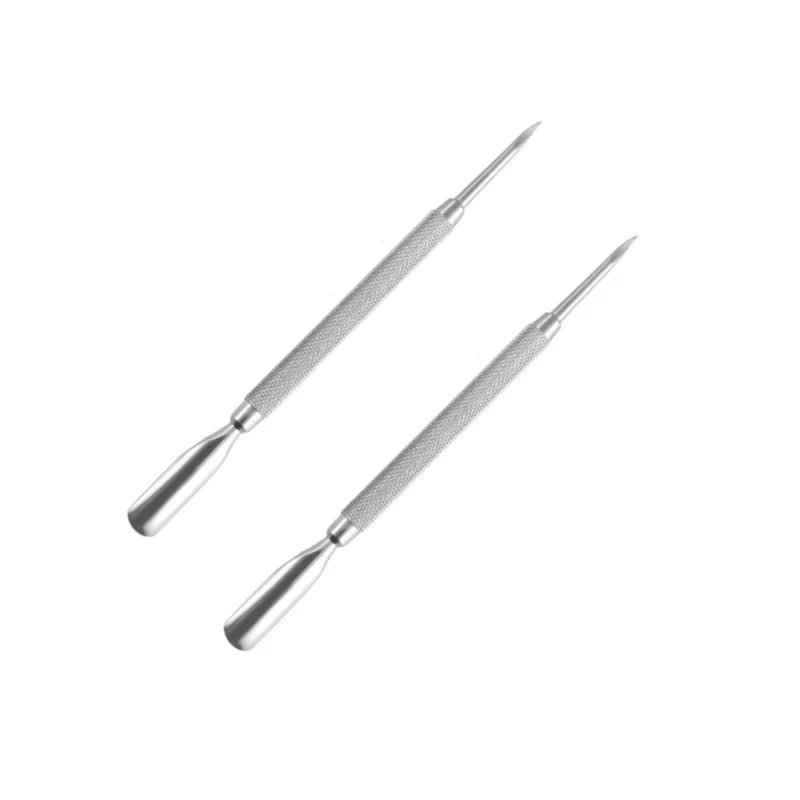Cuticle Pusher Double Sided - Sharp Edge Spoon Shaped Dual Ended Cuticle Pusher Remover Clean Stainless Steel Manicure Pedicure Qme 2pcs