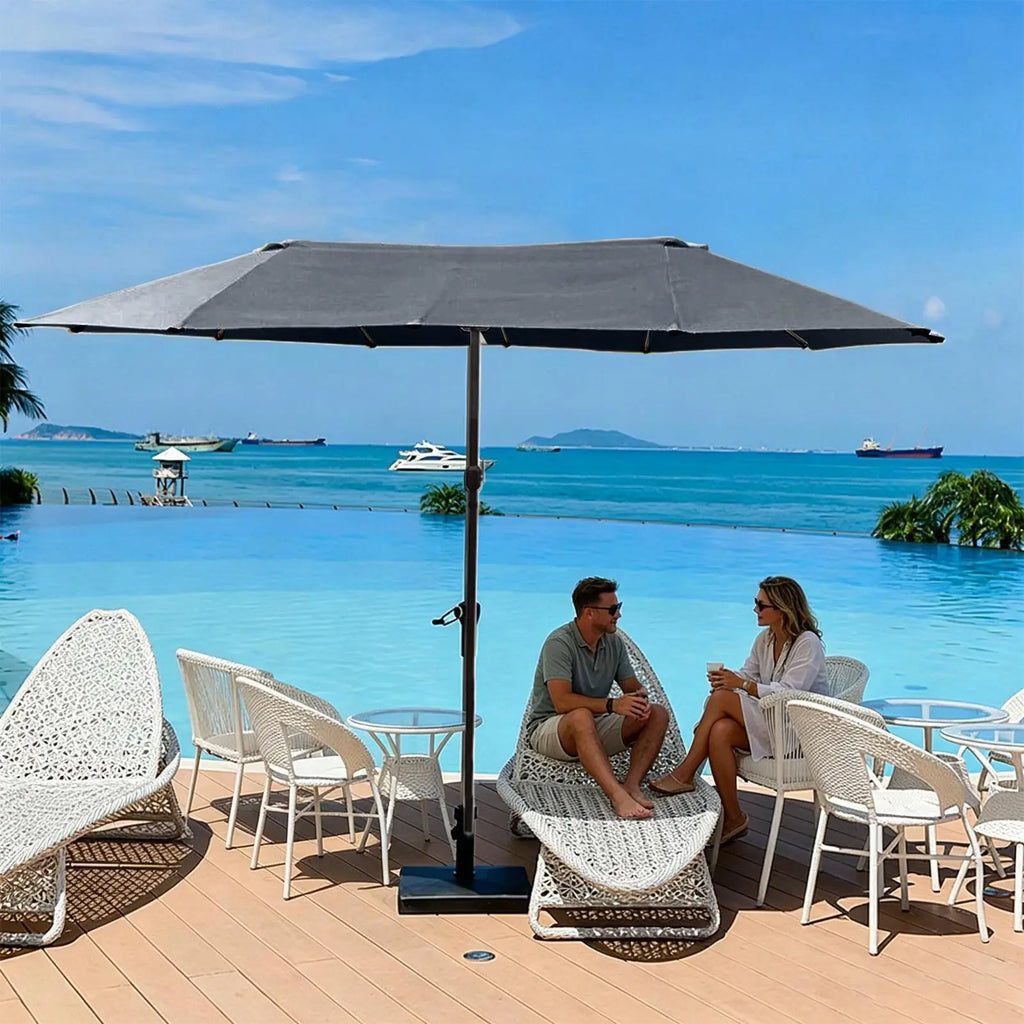 Replacement Umbrella Canopy 8.86ft 12 Ribs Waterproof Double Sided Triple Parasol Cover Umbrella Fabric Replacement For Backyard Qme
