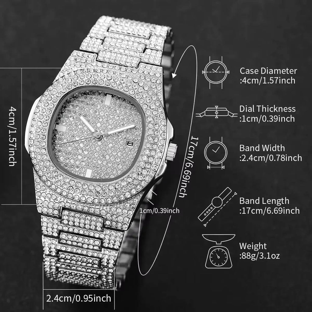 Relógio de pulso masculino de quartzo com calendário, aço inoxidável, relógios esportivos masculinos, luxo Qme