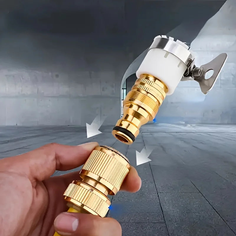 Brass Garden Hose Quick Connector, Tap Adapter, Leakproof Water Hose Fitting for Car Wash & Irrigation Qme