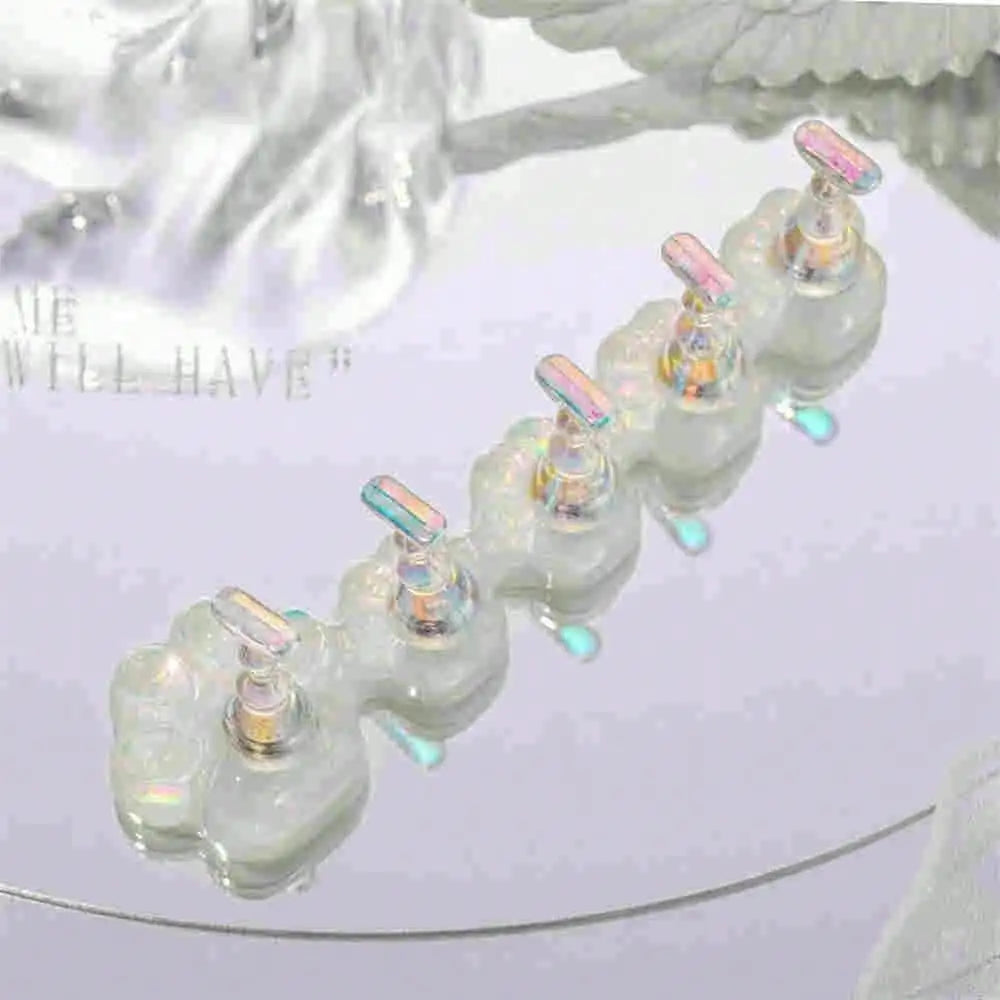 Nail Art Practice Base Aurora Holographic Tips Display Stand Soak Off Qme white