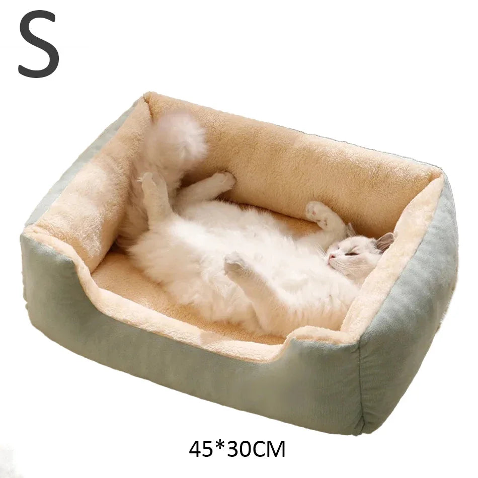 Bed for Cats Pet Products Cushions Kitten Goods Accessories Dog All Houses Supplies Things Accessory Habitats Basket House Beds Qme Green-S