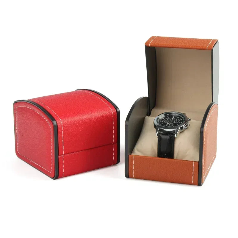 Portable Watch Box PU Leather Watch Case Organizer Storage Holder for Men Women Bracelet Vintage Jewelry Box with Leather Pillow Qme