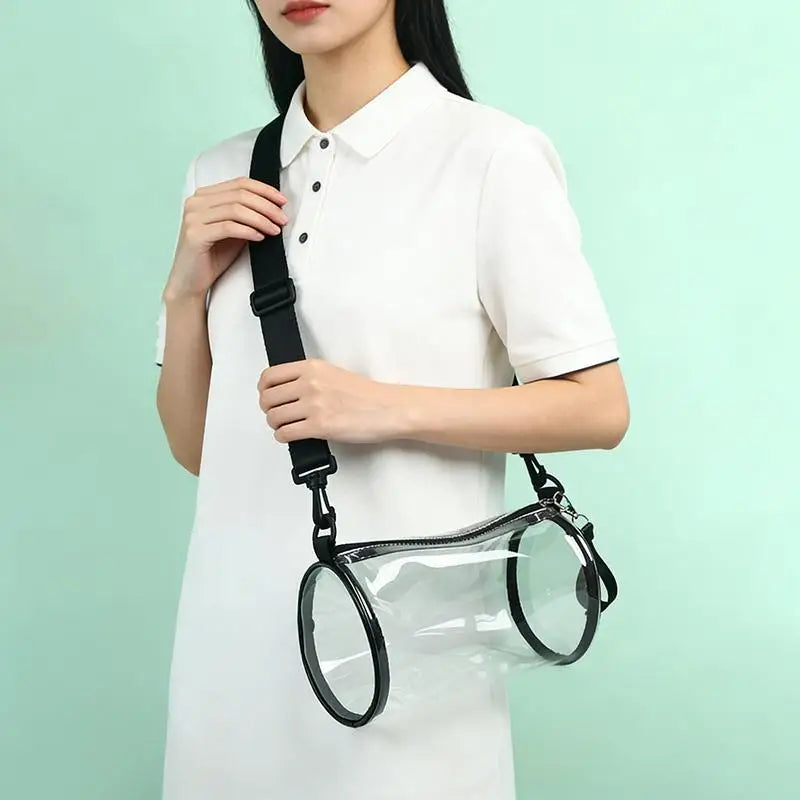 Transparent Crossbody Bag For Women Cylindrical Fashion Mini Shoulder Messenger Bag PVC Jelly Small Tote Bag Qme