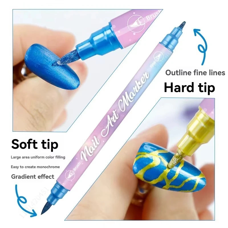 10Pcs/Set DIY Nail Art Graffiti Pen Nail Polish Pens Drawing Painting Point Liner Acrylic Painted Pen Waterproof Quick-drying Qme