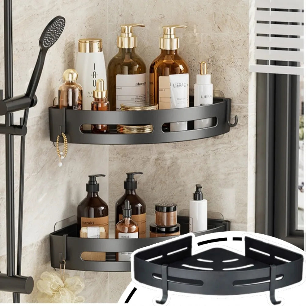 3PCS Bathroom Triangle Shelf Non Perforated Wall Mounted Bathroom Shower Storage Wall Rack Bathroom Accessories Household Items Qme