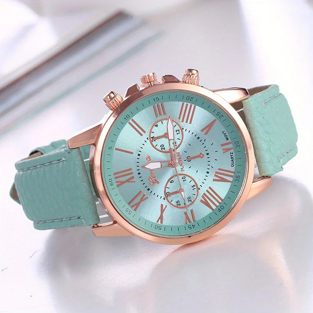 Classic Color Disc Belt Wrist Watch Dopamine Color Multicolor Available Geneva Couple Quartz Watch Qme Mint Green
