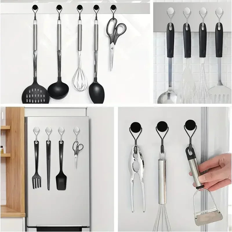 4Pcs kitchen Versatile Heavy-Duty Magnetic Hooks - 26Lbs Swivel Neodymium Magnets - Multipurpose Hanging Solutions for Home Qme