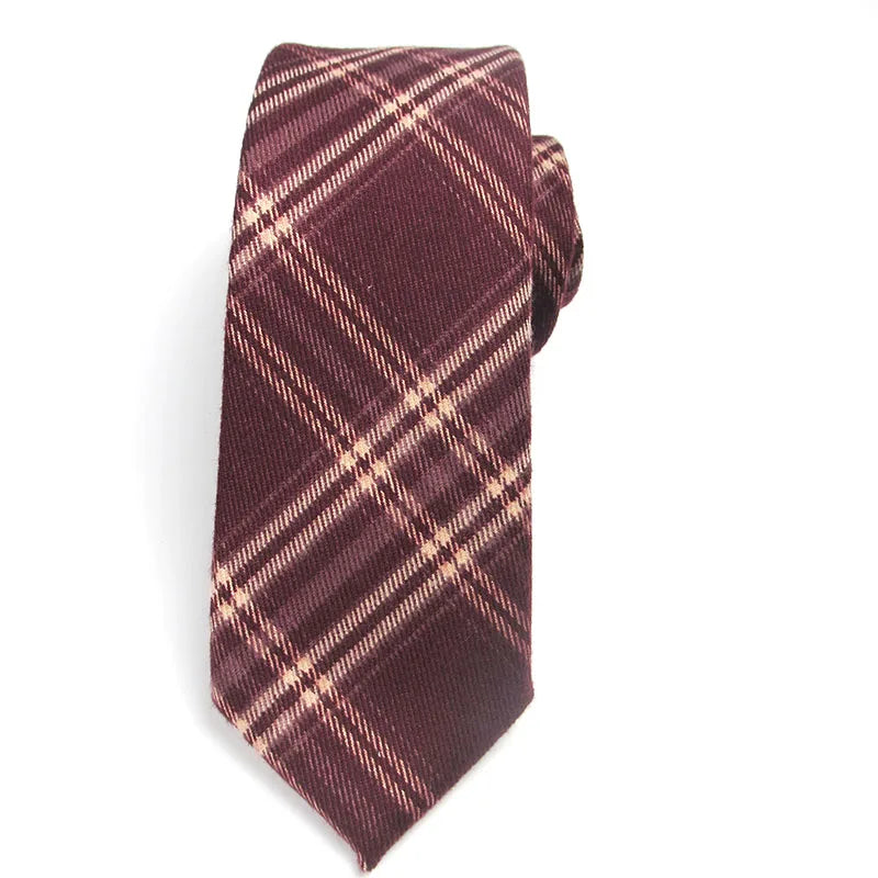 Fashion Woven Cotton Ties Men Skinny Neck Tie Wedding Casual Plaid Qme RT5