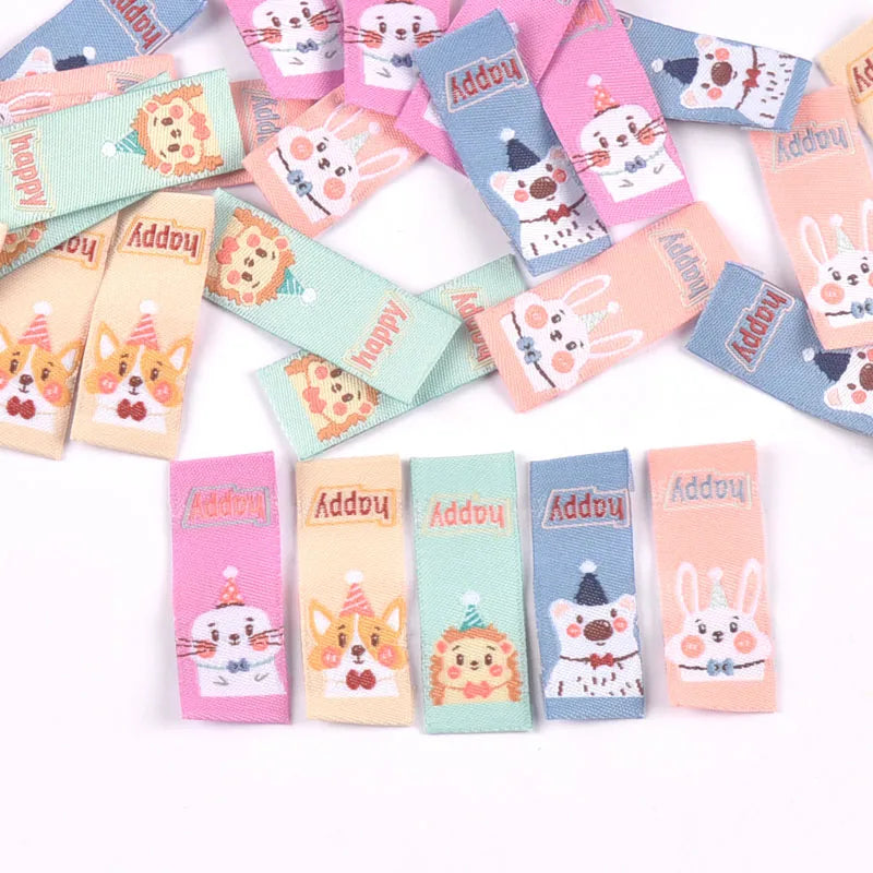 50Pcs Cute Cartoon Animal Embroidery Cloth Labels For Children DIY Garment Crafts Supplies Sewing Accessories Washable Care Tags Qme