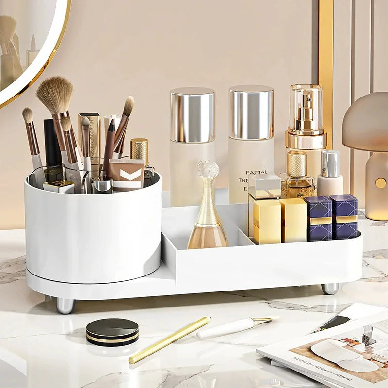 Luxury Plastic Rotating Organizer Cosmetic Storage Box Fruit Tray Qme