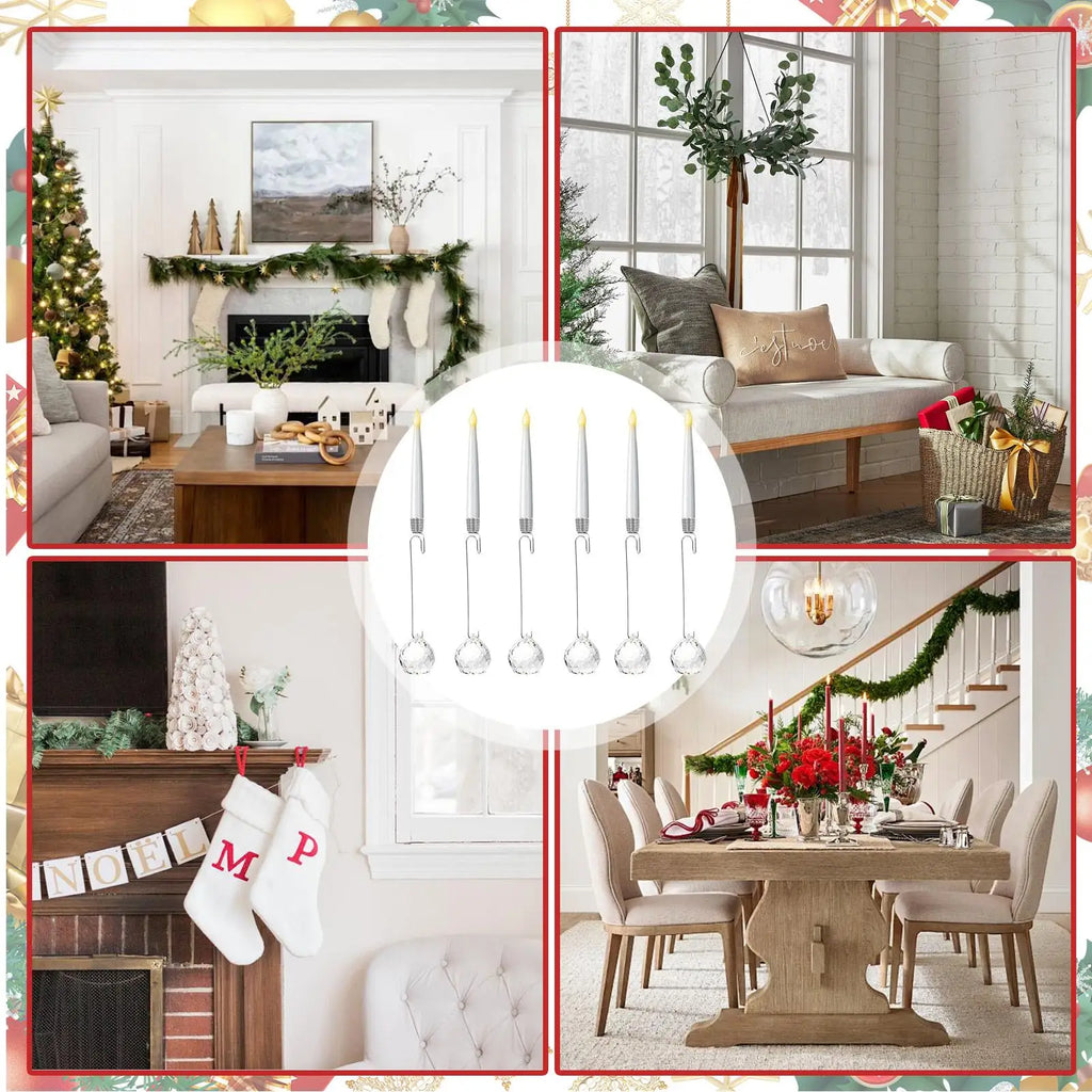 Candles Christmas Tree LED Flameless Holiday Decor 6 Decorations Qme