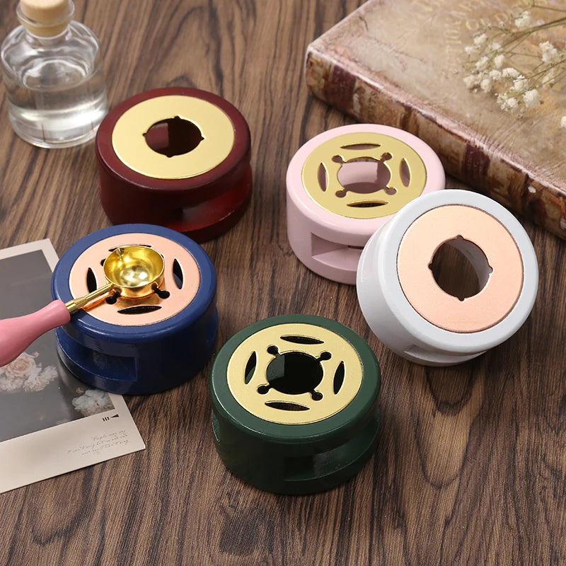 Retro Solid Wood Sealing Wax Burner Sealing Wax Melting Pot Wax Seal Holder Spoon Wax Heater Furnace Stove DIY Craft Supplies Qme