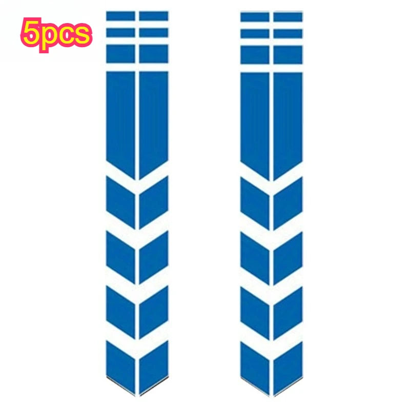 Reflective Motorcycle Fender Stickers, Waterproof Arrow Decals for Front/Rear Mudguard, Safety Warning Qme Blue 5pcs