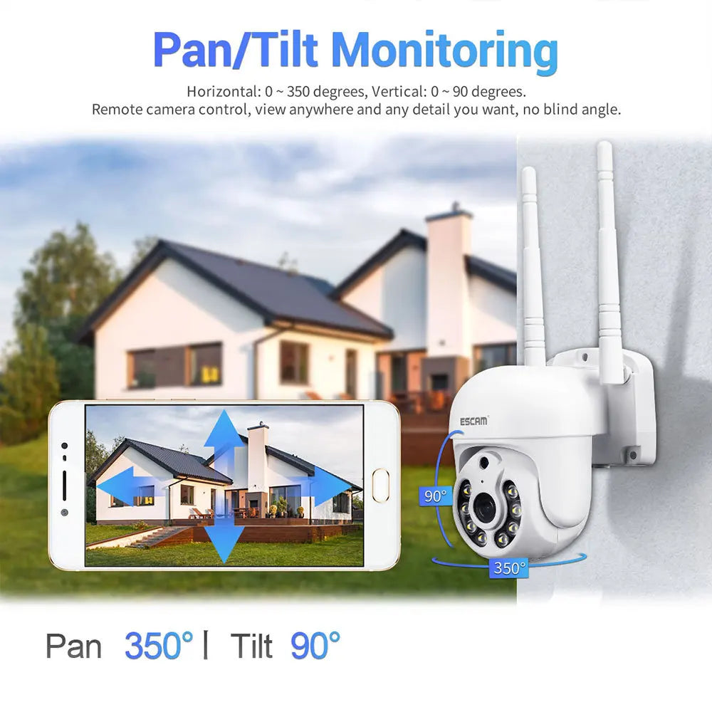 ESCAM H.265 3MP HD Wireless CCTV System Two Way Audio Waterproof PTZ WIFI IP Security Camera 8CH P2P NVR Video Surveillance Kit Qme