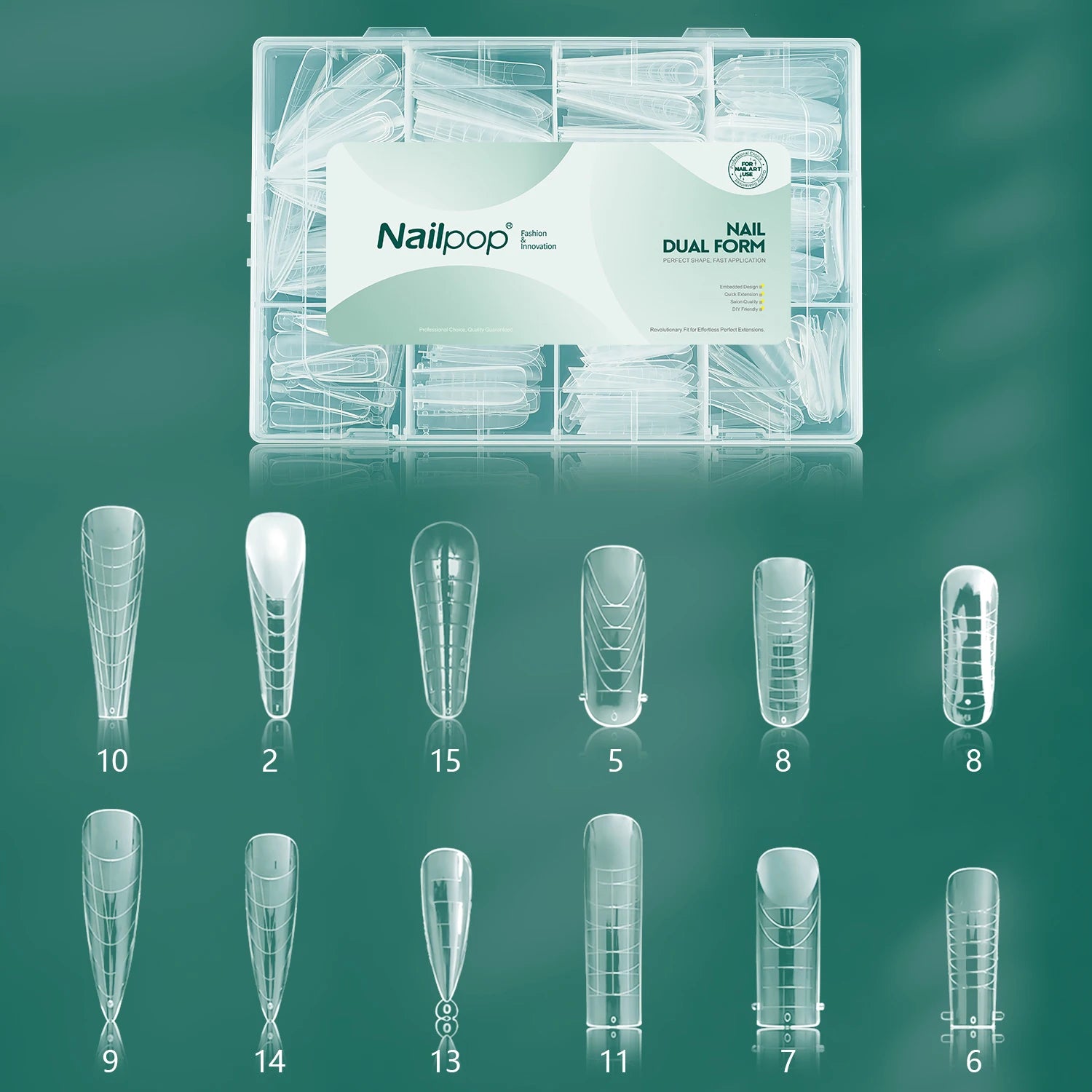 Nailpop Nail Dual Form 15 Clear Embedded Design Shape Full Coverage Qme JMT01-Clear 288