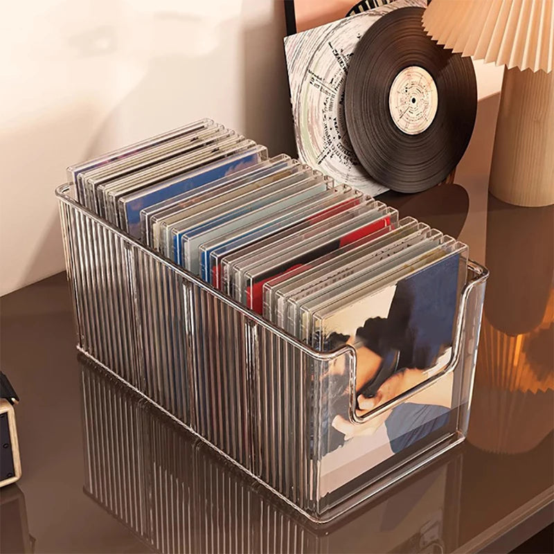 Album Storage Box CD Disc Rack Desktop Black Vinyl Record Magnetic Qme