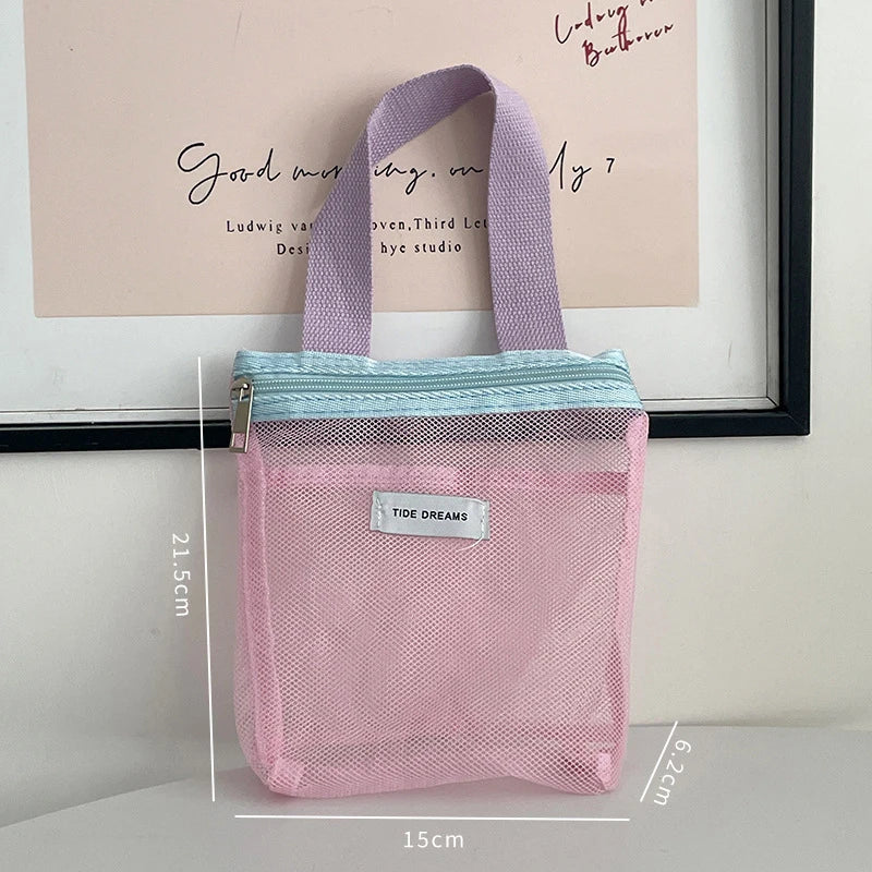 Mesh Makeup Toiletry Storage Bags Handbags Portable Travel Washing Qme A3