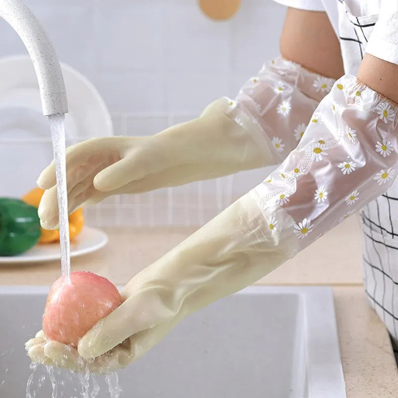 Waterproof Housework Cleaning Gloves Kitchen Cleaning Latex Household Dishwashing Laundry Gloves Wear Resistant Rubber Gloves Qme