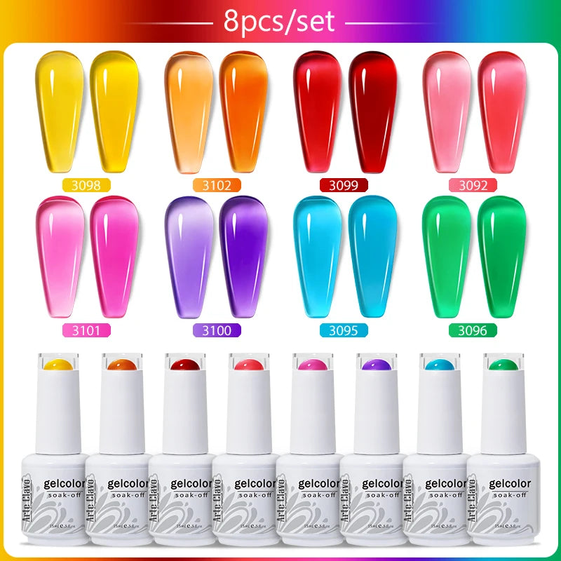 Arte Clavo 4 6 8 Gel Nail Polish Art Soak Off UV Colorful Semi